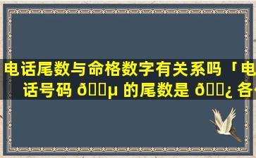 电话尾数与命格数字有关系吗「电话号码 🐵 的尾数是 🌿 各代表什么意思」